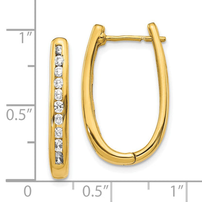 10k 3/4 carat Diamond Large Oval Hinged Hoop Earrings