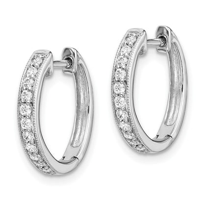 10k White Gold 1/8 carat Diamond Round Hinged Hoop Earrings