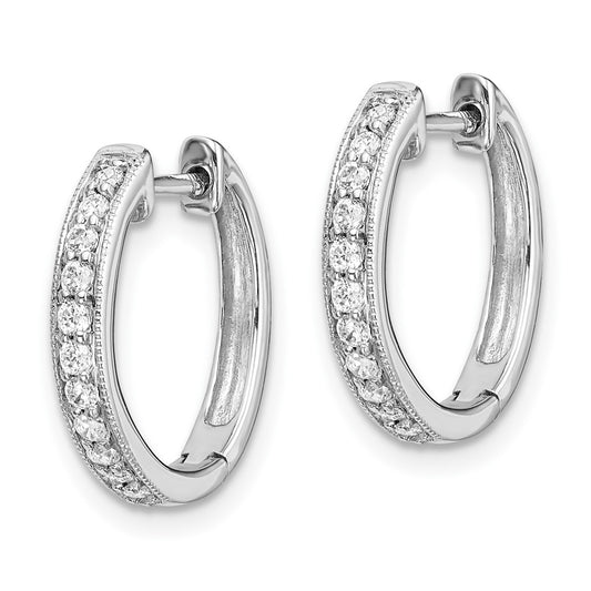 10k White Gold 1/8 carat Diamond Round Hinged Hoop Earrings