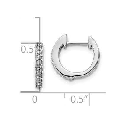 10k White Gold 1/8 carat Diamond Round Hinged Hoop Earrings