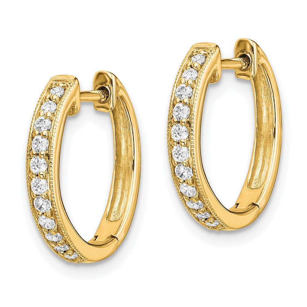 10k 1/8 carat Diamond Round Hinged Hoop Earrings