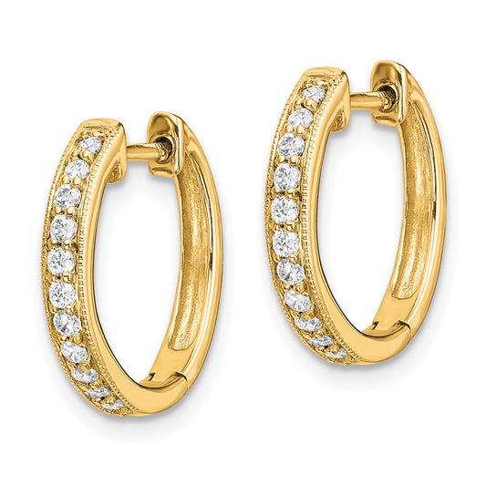 10k 1/8 carat Diamond Round Hinged Hoop Earrings