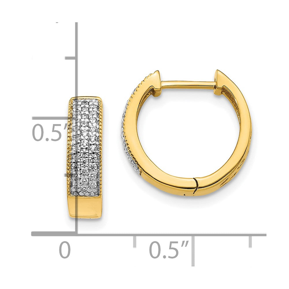 10k 3-row 1/4 carat Diamond Round Hinged Hoop Earrings