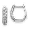 10k White Gold Polished 1/6 carat Diamond 2-row Hinged Hoop Earrings
