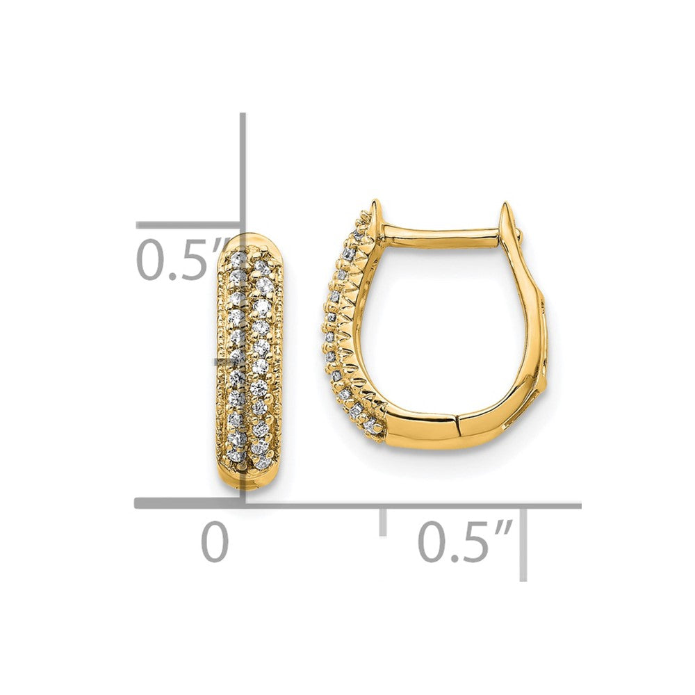 10k Polished 1/6 carat Diamond 2-row Hinged Hoop Earrings