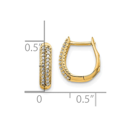 10k Polished 1/6 carat Diamond 2-row Hinged Hoop Earrings