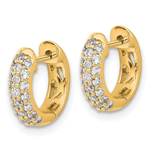 10k 1/2 carat Diamond Pave Round Hinged Hoop Earrings