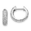 10k White Gold 5/8 carat Diamond Pave Round Hinged Hoop Earrings