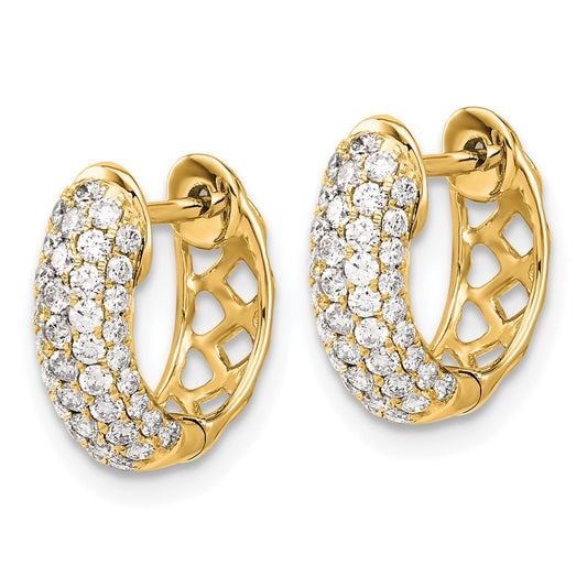 10k 3/4 carat Diamond Pave Round Hinged Hoop Earrings