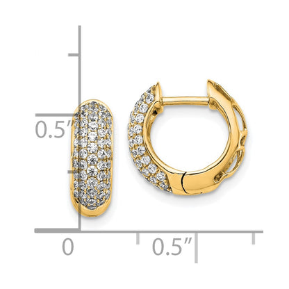 10k 3/4 carat Diamond Pave Round Hinged Hoop Earrings