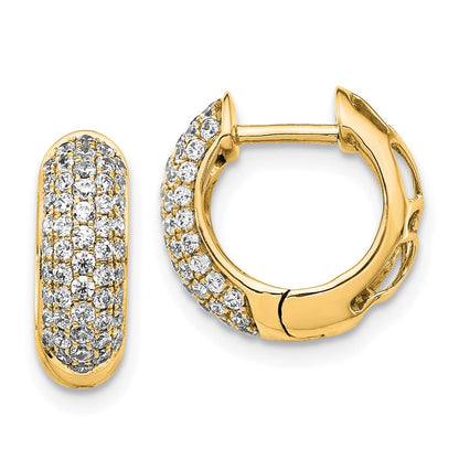 10k 3/4 carat Diamond Pave Round Hinged Hoop Earrings