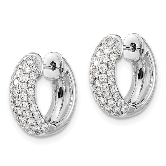 14k White Gold 1 1/5 carat Lab Grown Diamond VS/SI+ G+ Complete Hinged Hoop Earrings
