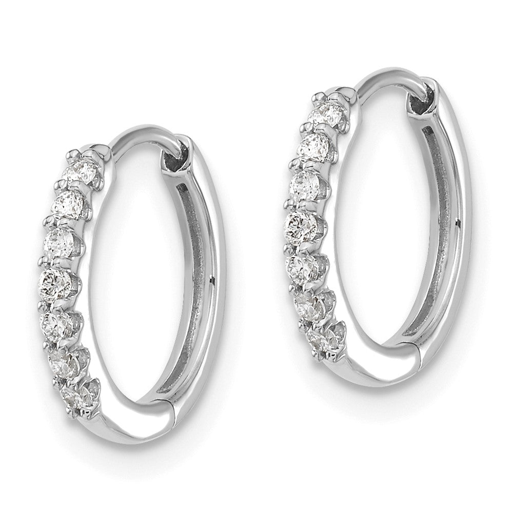 10k White Gold 1/6 carat Diamond Round Hinged Hoop Earrings