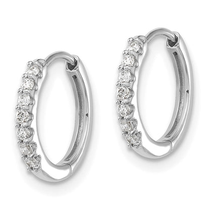 10k White Gold 1/6 carat Diamond Round Hinged Hoop Earrings