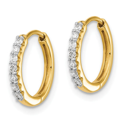 10k 1/6 carat Diamond Round Hinged Hoop Earrings