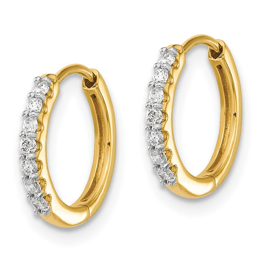 10k 1/6 carat Diamond Round Hinged Hoop Earrings
