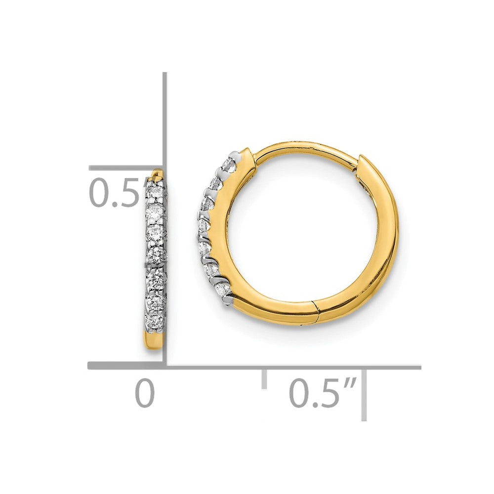 10k 1/6 carat Diamond Round Hinged Hoop Earrings