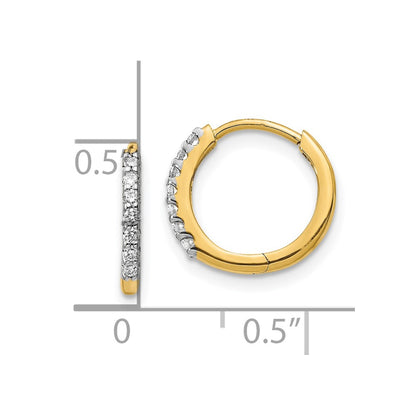 10k 1/6 carat Diamond Round Hinged Hoop Earrings