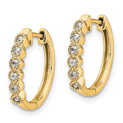 10k 1/8 carat Diamond Round Hinged Hoop Earrings