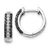 10k White Gold 1/2 carat White and Black Diamond Round Hinged Hoop Earrings
