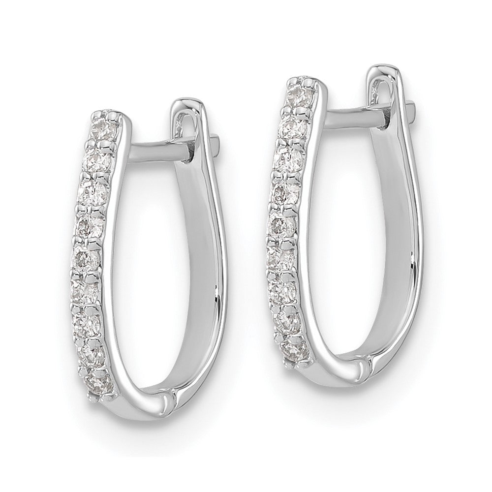 14k White Gold 1/10 carat Lab Grown Diamond VS/SI+ G+ Complete Hinged Hoop Earrings