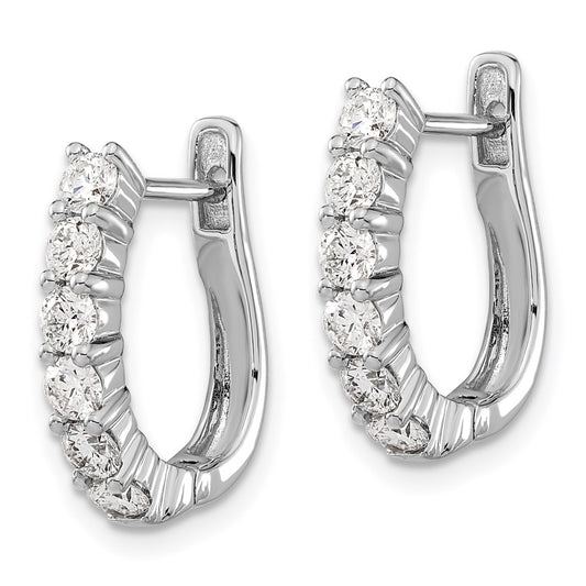 14k White Gold 1 carat Lab Grown Diamond VS/SI+ G+ Complete Hinged Hoop Earrings
