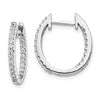 10k White Gold 1/2 carat Diamond In/Out Oval Hinged Hoop Earrings