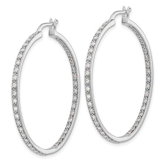 14k White Gold 7/8 carat Lab Grown Diamond VS/SI+ G+ Complete In and Out Hoop Earrings