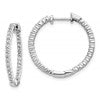 10k White Gold Polished 5/8 carat Diamond In/Out Round Hinged Hoop Earrings