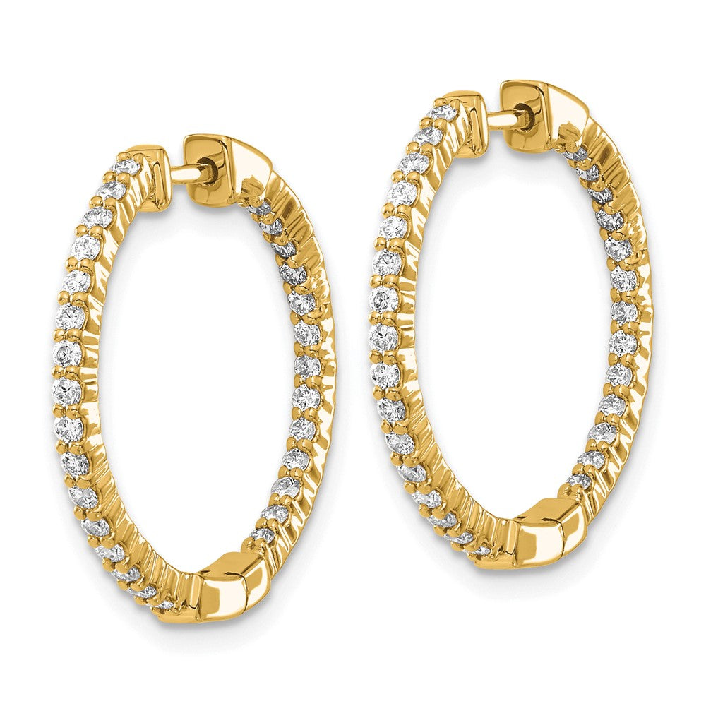 10k Polished 5/8 carat Diamond In/Out Round Hinged Hoop Earrings