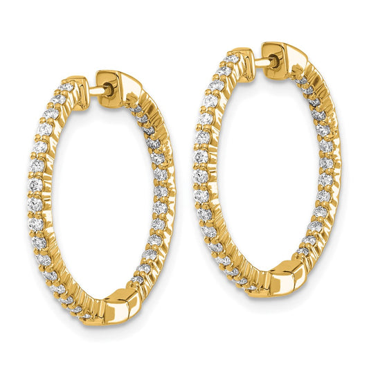 10k Polished 5/8 carat Diamond In/Out Round Hinged Hoop Earrings