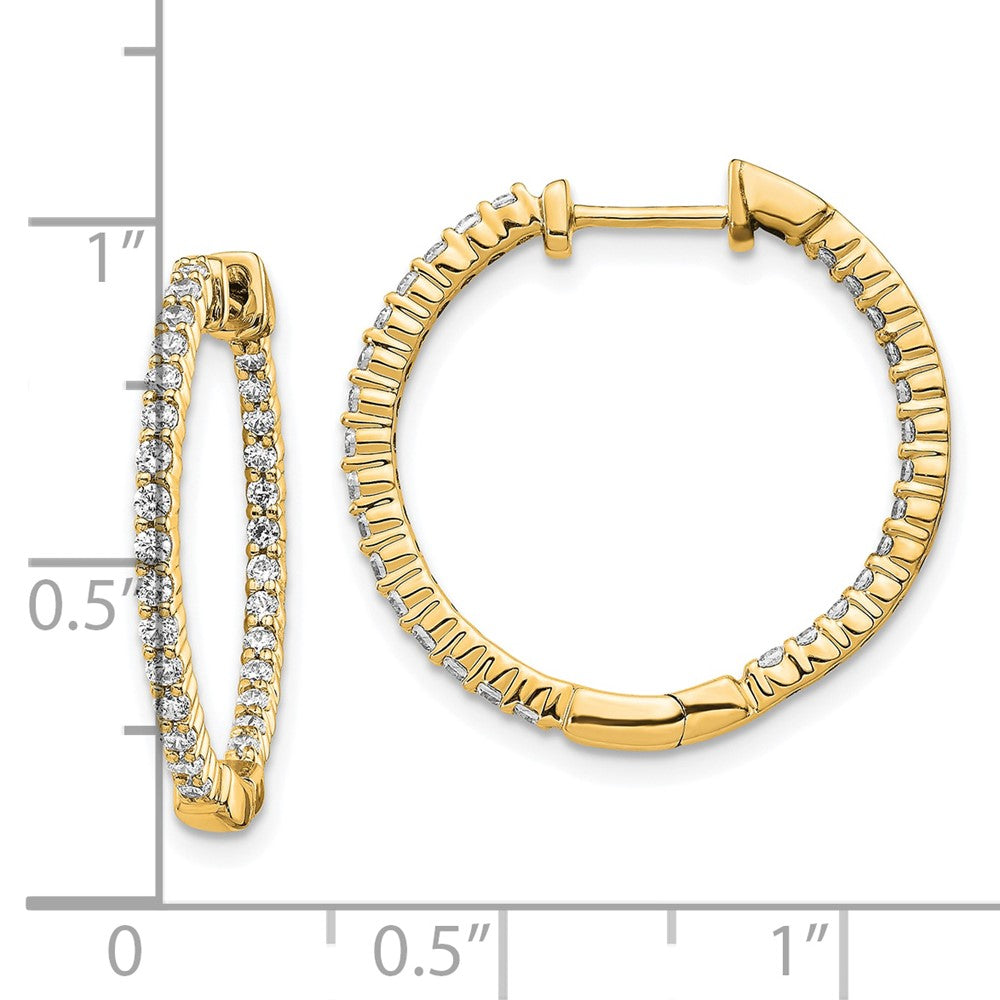 10k Polished 5/8 carat Diamond In/Out Round Hinged Hoop Earrings