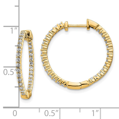 10k Polished 5/8 carat Diamond In/Out Round Hinged Hoop Earrings