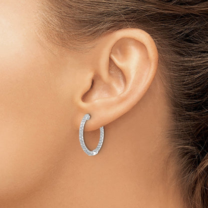 14k White Gold 5/8 carat Lab Grown Diamond VS/SI+ G+ Complete In and Out Hoop Earrings