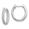 10k White Gold 5/8 carat Diamond In/Out Oval Hinged Hoop Earrings