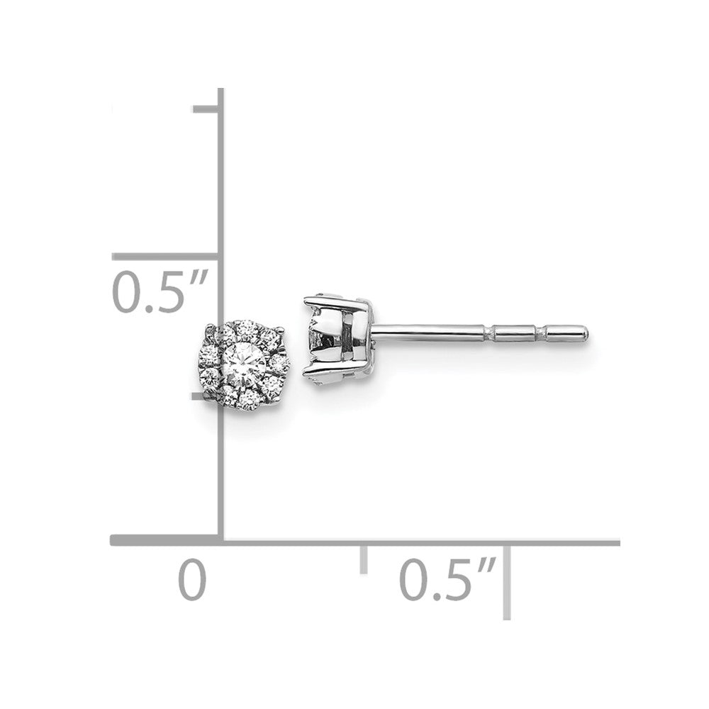 10k White Gold 1/6 carat Diamond Cluster Halo Post Earrings