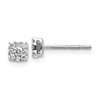 10k White Gold 1/4 carat Diamond Cluster Halo Square Post Earrings