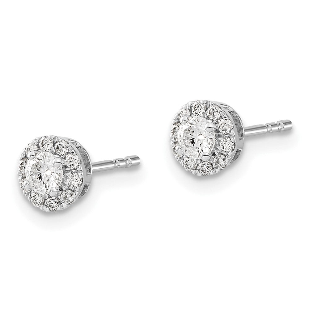 10k White Gold 1/3 carat Diamond Cluster Halo Round Post Earrings