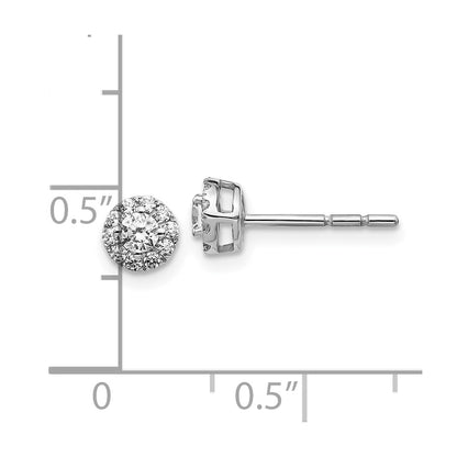 10k White Gold 1/3 carat Diamond Cluster Halo Round Post Earrings