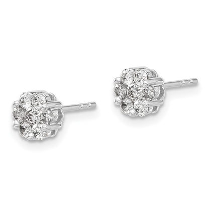 14k White Gold 1/2 carat Lab Grown Diamond VS/SI+ G+ Cluster Post Earrings