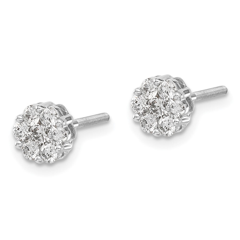 14k White Gold 5/8 carat Lab Grown Diamond VS/SI+ G+ Screwback Cluster Post Earrings