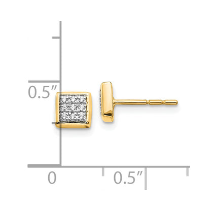 10k 1/10 carat Diamond Pave Square Post Earrings