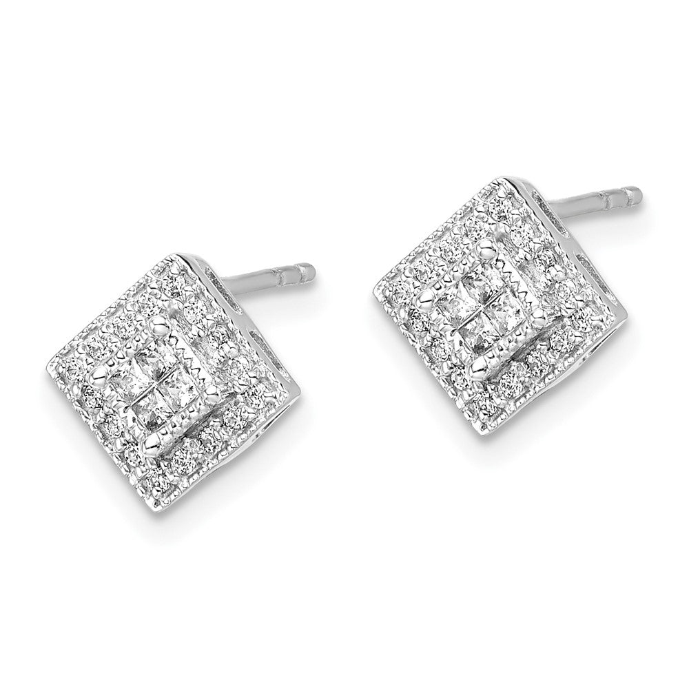 10k White Gold 1/4 carat Diamond Square Post Earrings
