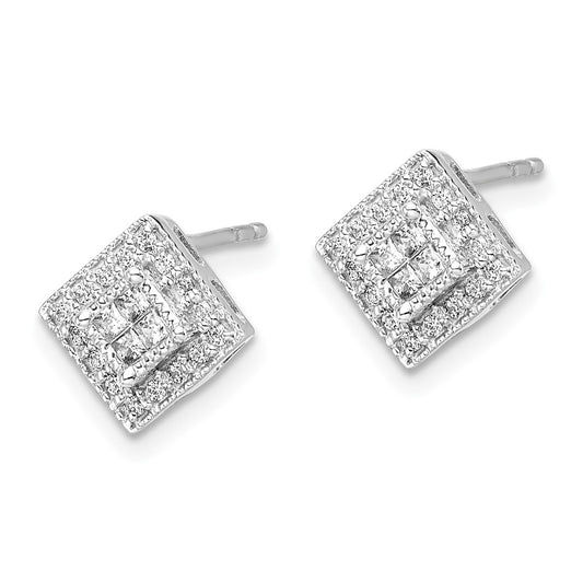 10k White Gold 1/4 carat Diamond Square Post Earrings