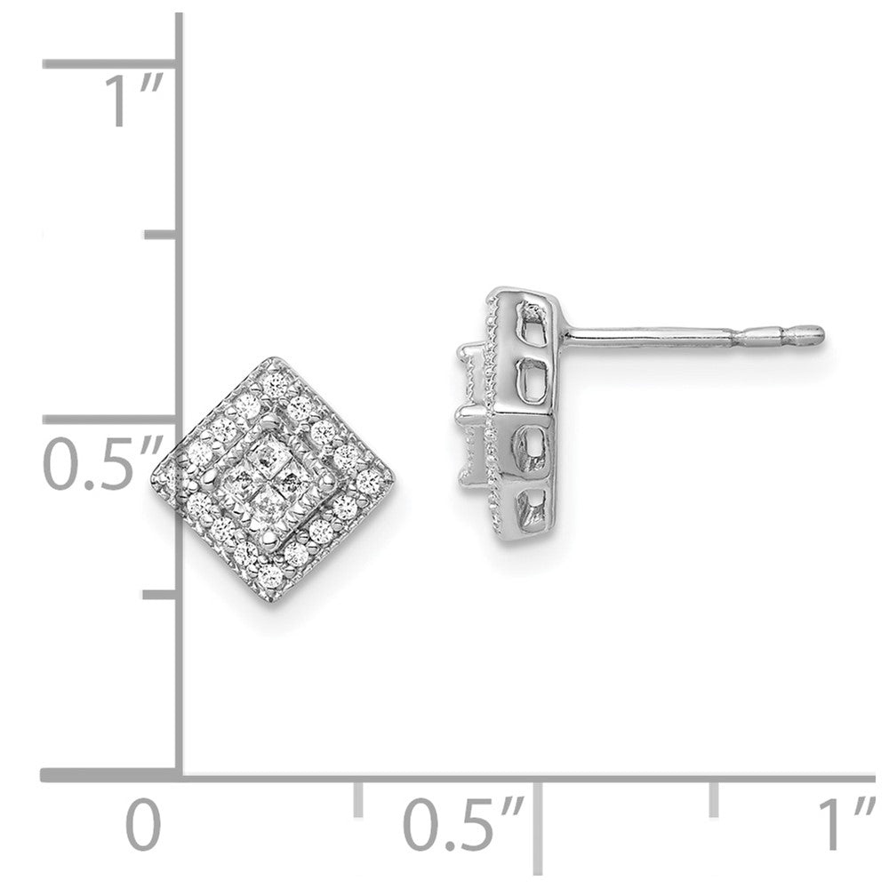 10k White Gold 1/4 carat Diamond Square Post Earrings