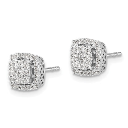 14k White Gold 1/2 carat Lab Grown Diamond VS/SI+ G+ Double Halo Post Earrings