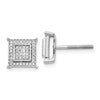 10k White Gold 1/4 carat Diamond Pave Double Square Post Earrings