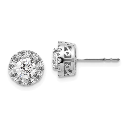 14k White Gold 1 carat Lab Grown Diamond VS/SI+ G+ Complete Halo Post Earrings