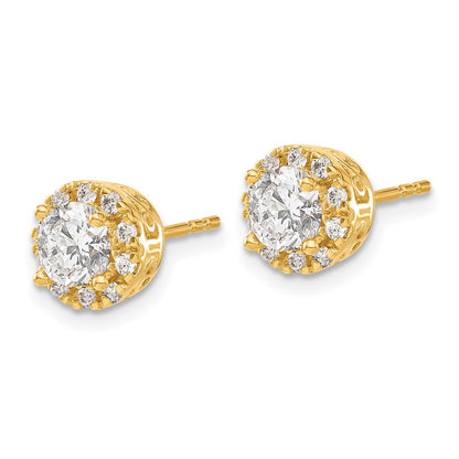 14k Yellow Gold 1 carat Lab Grown Diamond VS/SI+ G+ Halo Post Earrings