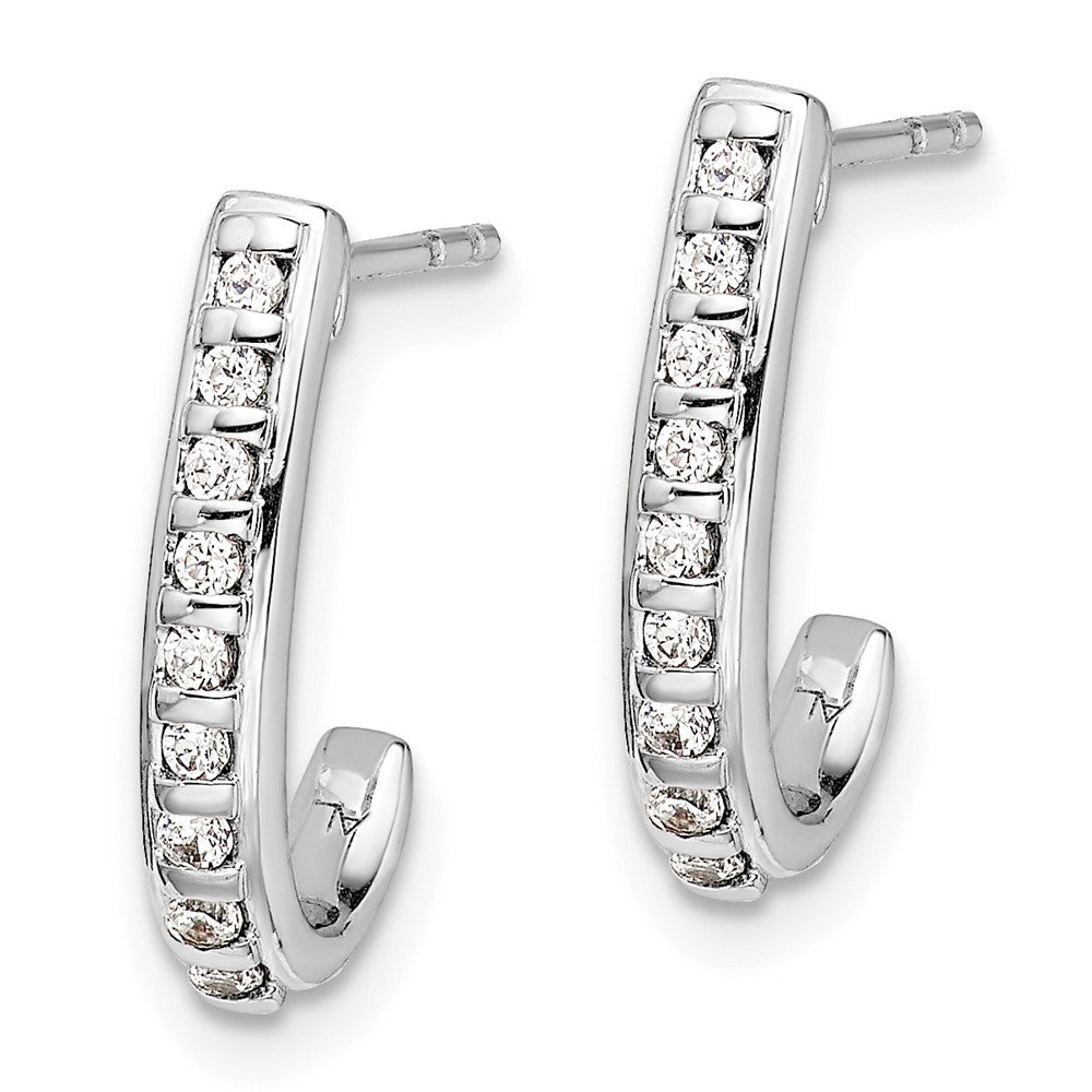10k White Gold 1/5 carat Diamond J-Hoop Post Earrings